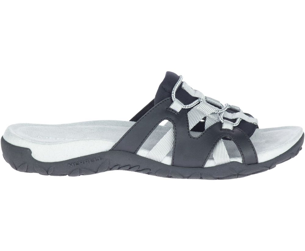 Merrell Sandals White/Black - Terran Cage Slide - Womens 71AWUQDKZ